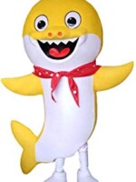 Yellow Baby Shark mascot