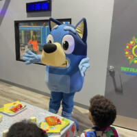 Bluey mascot at kid's party in GA